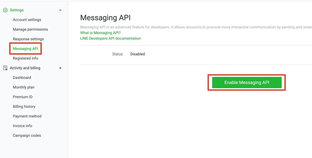 Line Massaging API step 13