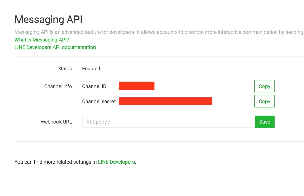 Line Massaging API step 16