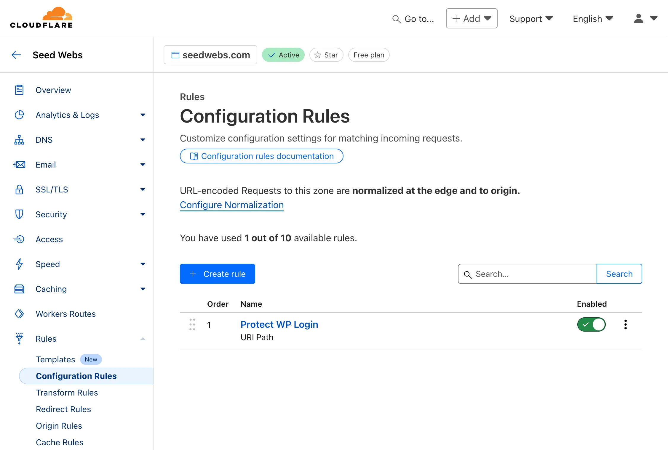 Cloudflare Configuration Rules