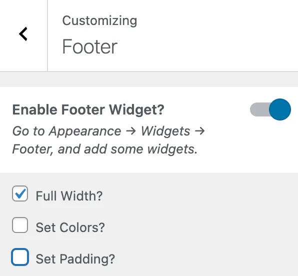 Customizer Footer Widget