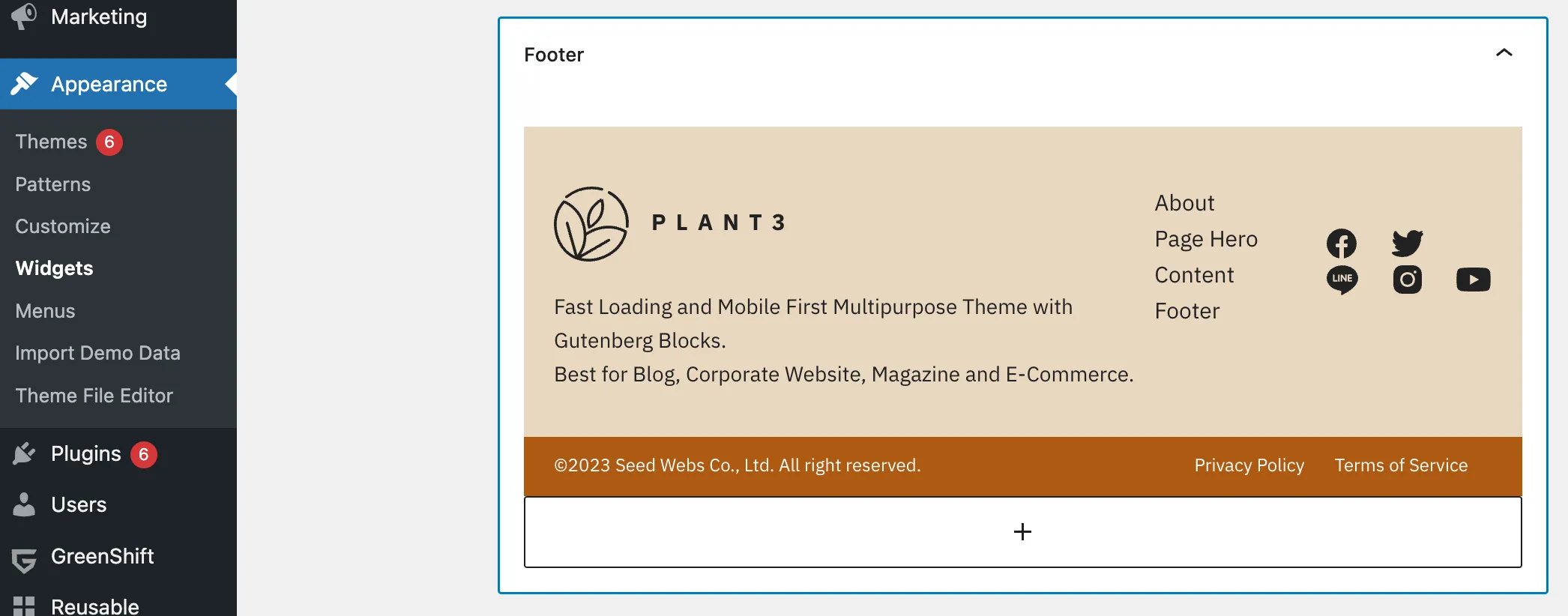 Customizer Footer Widgets