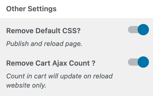 Customizer Woocommerce Other Settings