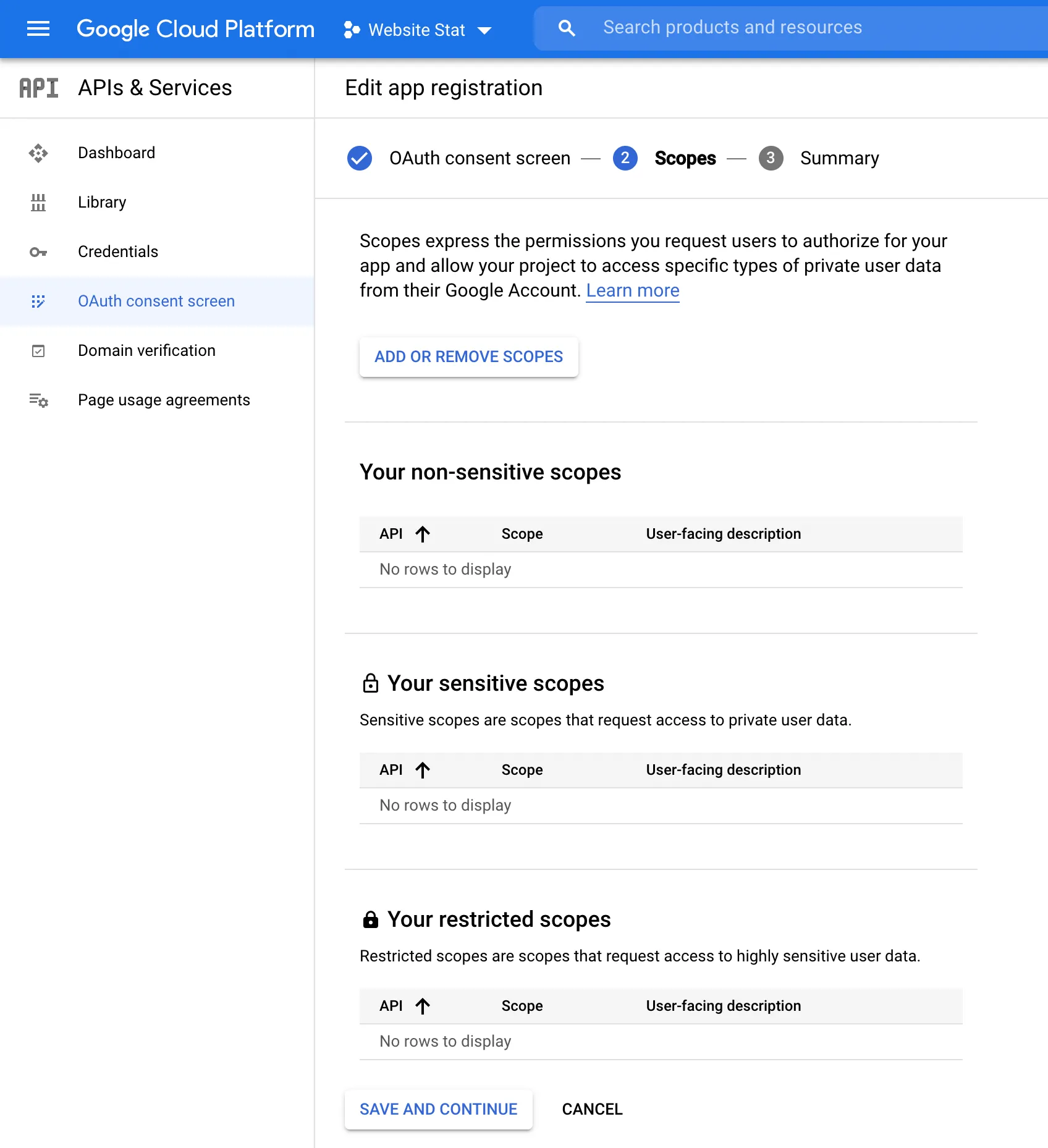 google-api-app scopes